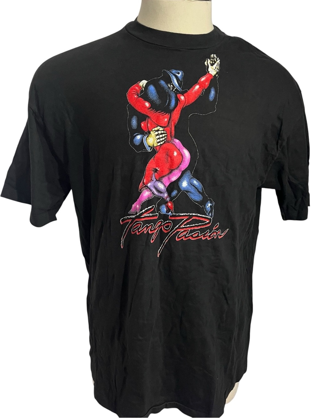Vtg Hanes Beefy T Single Stitch Tango Pasion Black Sz XL Ricardo Carpani Art HTF